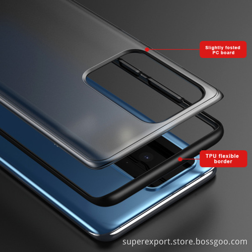 Hot selling TPU frame with Semi-transparent PC Cover mobile phone cases for Samsung S20 Ultra 6.9"
